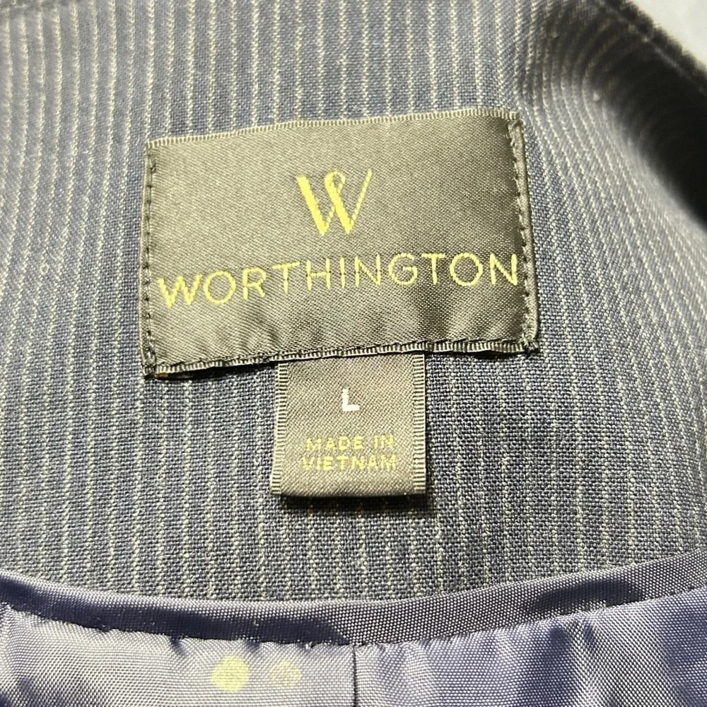 Worthington Women's Navy Pinstripe Blazer Jacket Size‎ L